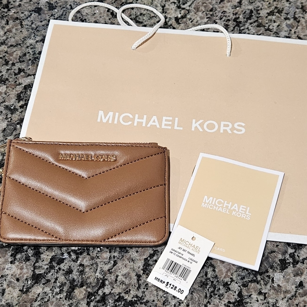 Michael Kors Jet Set Charm Small Quilted Leather Slim Card Case With Gift Bag - Picture 3 of 6